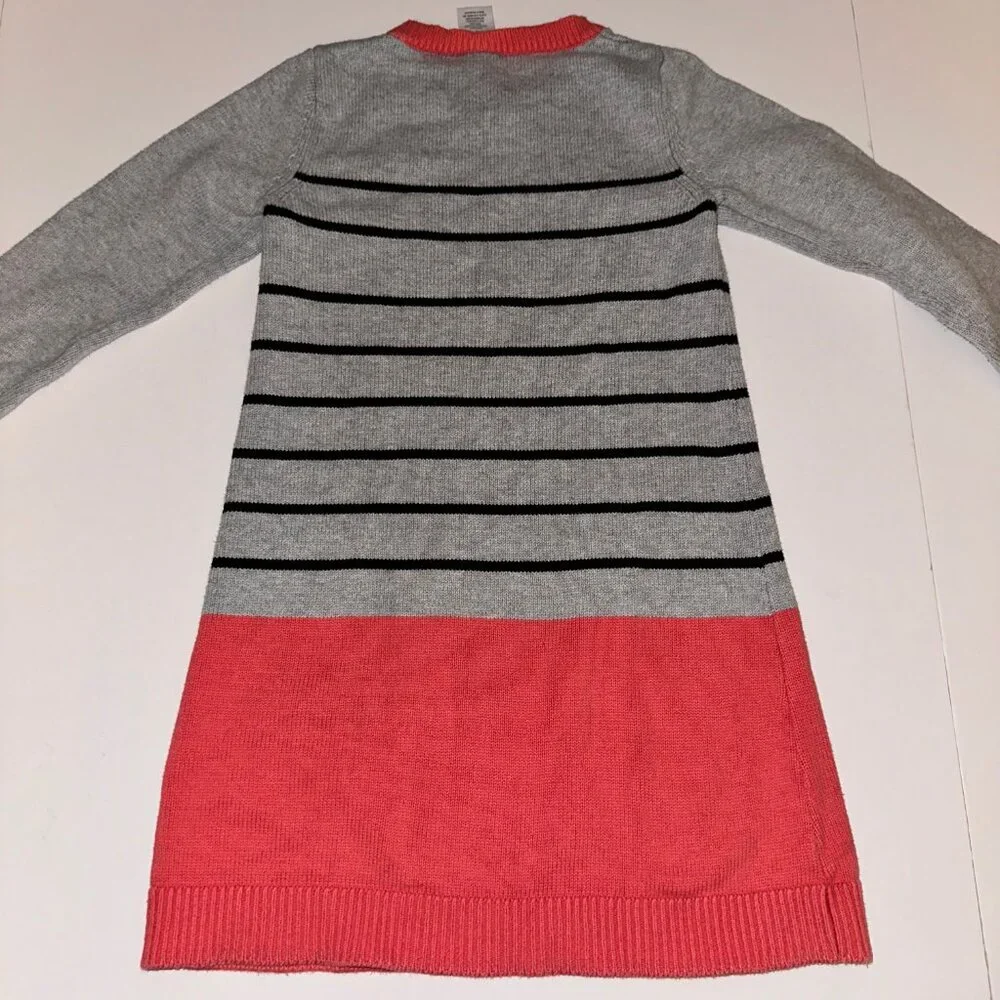 Gymboree Cat Sweater Dress SZ 7 gray and melon